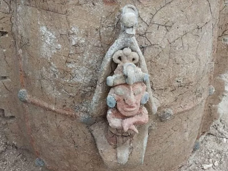 The Mayan maize god represented in the urn found