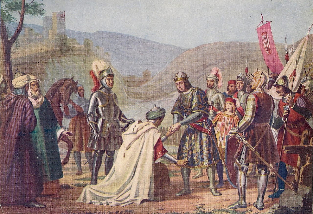 Loja surrenders to King Ferdinand, by Eusebi Valldeperes