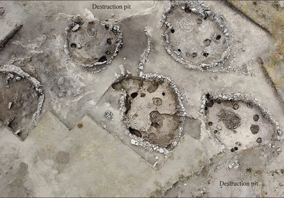 Aerial view of structures and buildings in Balıklı