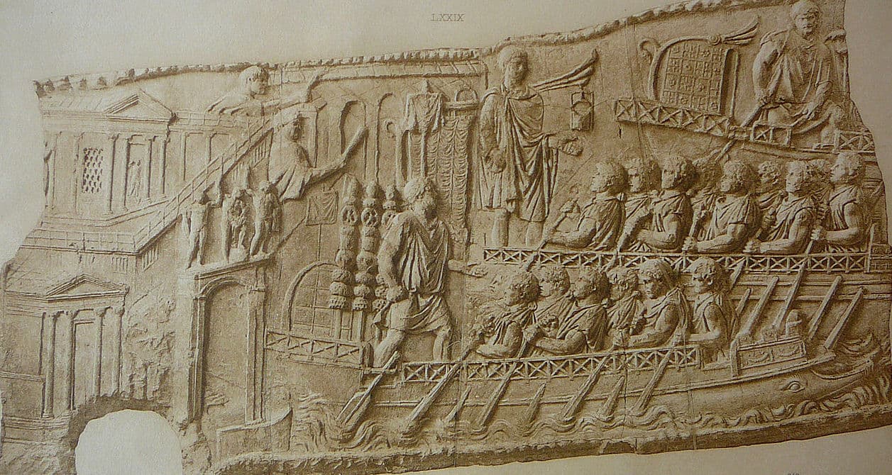 Birremes of a Danube fleet during the Dacian Wars (Trajan Column)