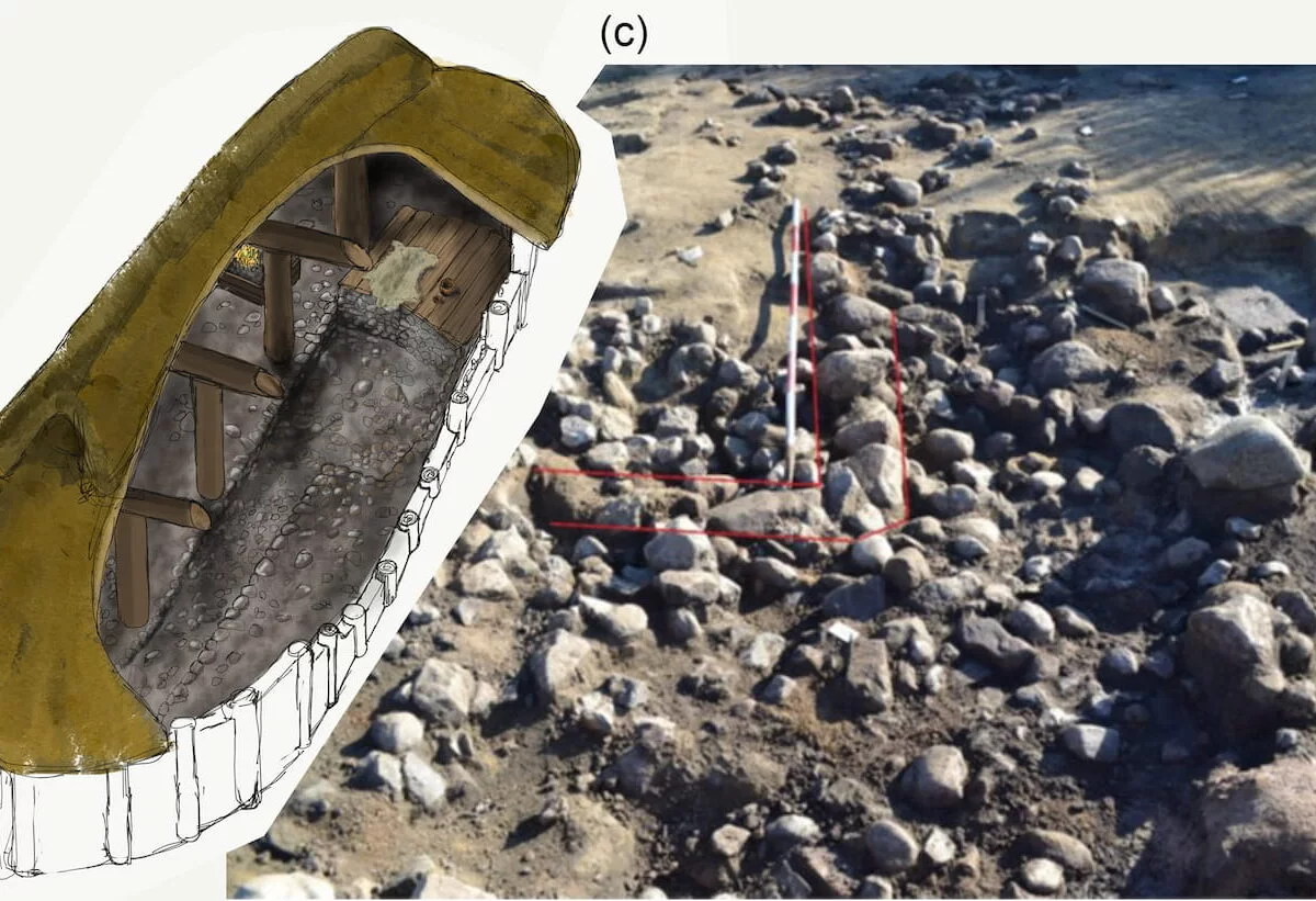 Detail photo of the cellar and reconstruction of what the house would have looked like.