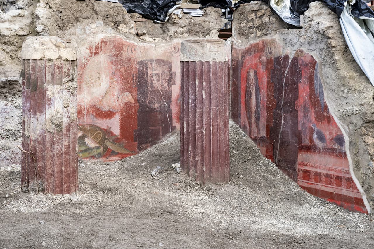 A Colonnaded Hall with Exceptional Frescoes of Hunting and Fishing ...