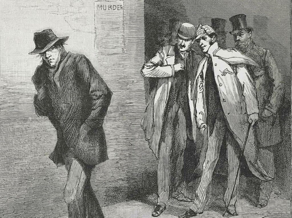 Dibujo publicado el 13 de octubre de 1888 en el periódico "Illustrated London News", y al que se tituló "Un personaje sospechoso" ("A Suspicious Character"), en relación al caso de "Jack el Destripador".