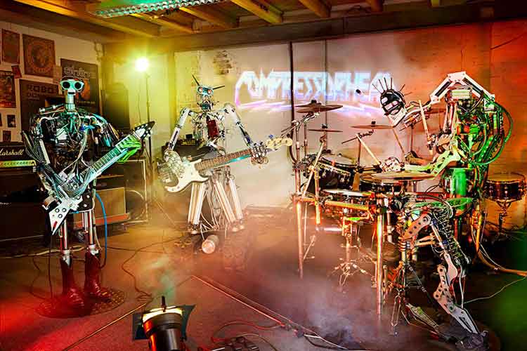 Compressorhead, la primera banda de rock cuyos miembros son robots 