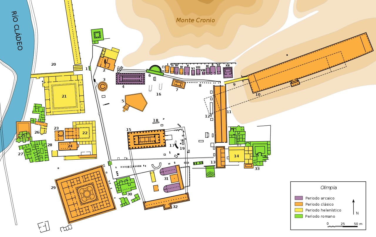 Plano de la antigua Olimpia