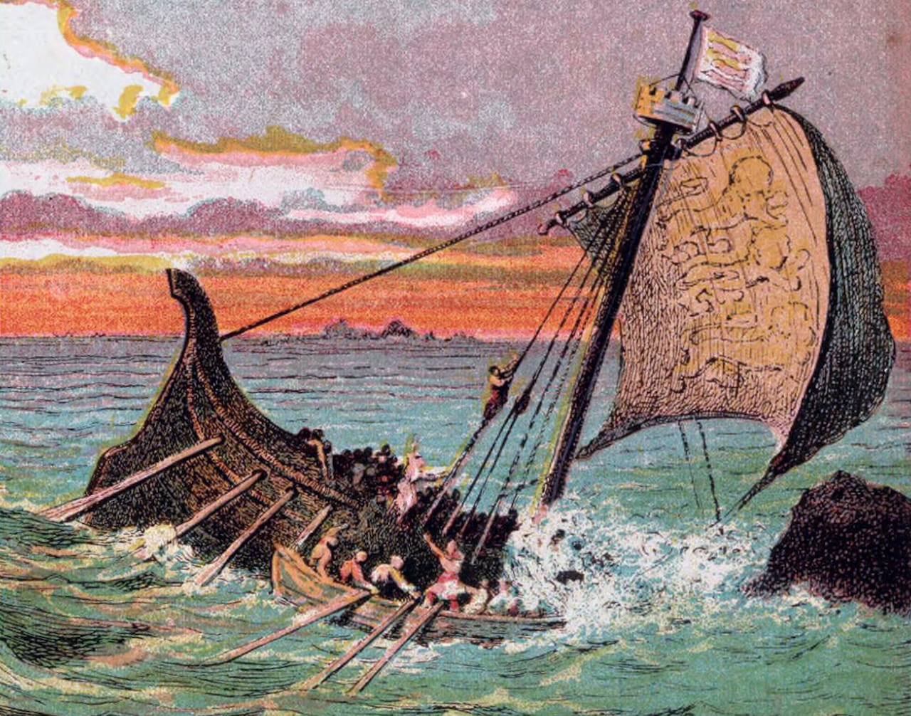 El naufragio del Blanche-Nef en una ilustración decimonónica de Joseph Martin Kronheim