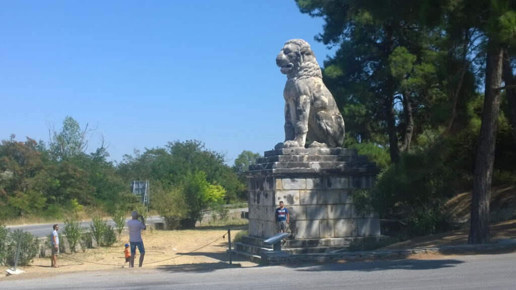 El León de Anfípolis en su emplazamiento actual