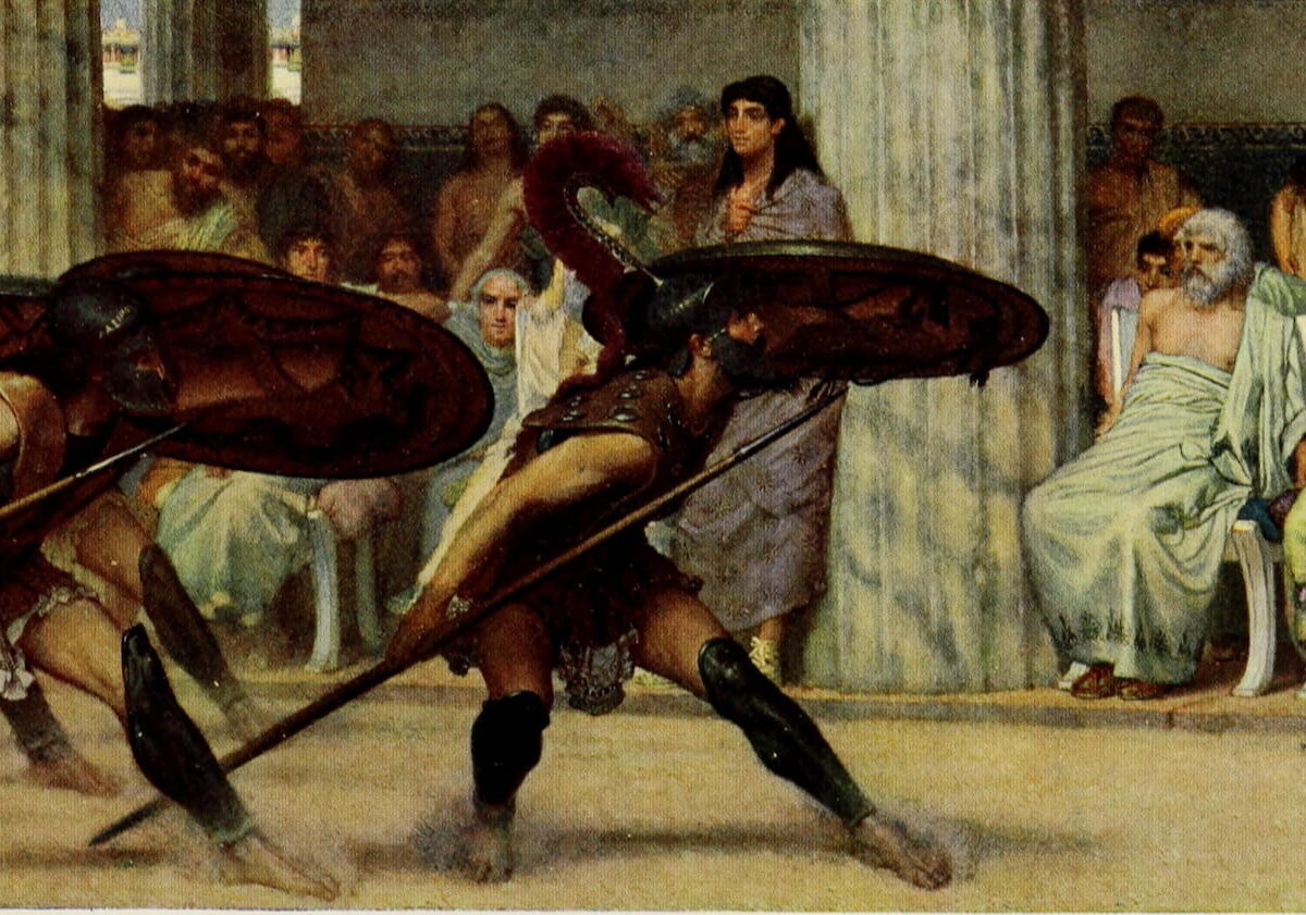 Danza Pírrica, cuadro de Lawrence Alma-Tadema (1869)