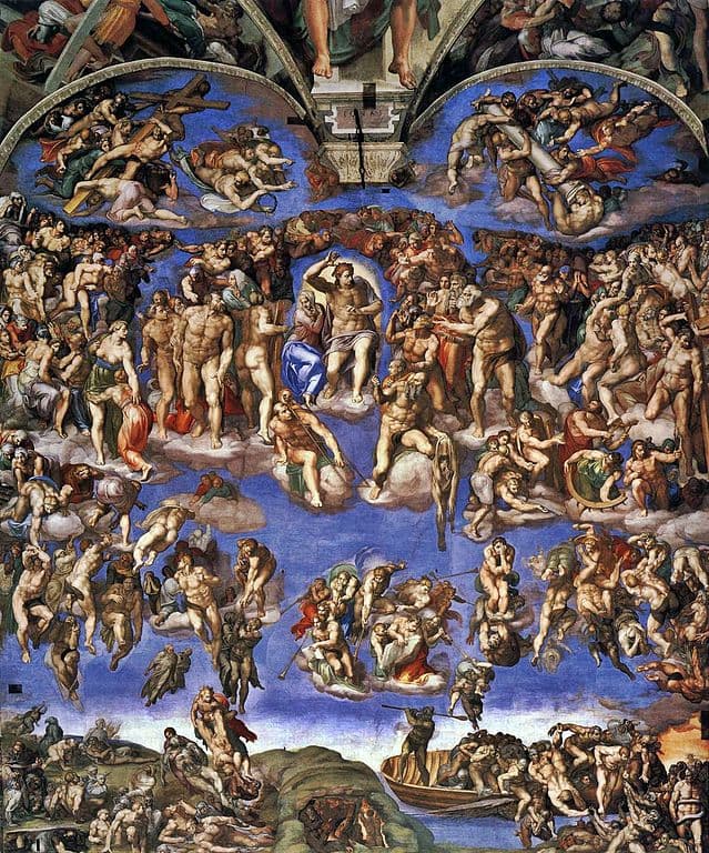 The altar wall of the Sistine Chapel with the frescoes of the Last Judgment