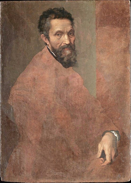 Portrait of an elderly Michelangelo, by his disciple Volterra. The master was 23 years old when he painted the vault of the Sistine Chapel and septuagenarian when he finished the Last Judgment.