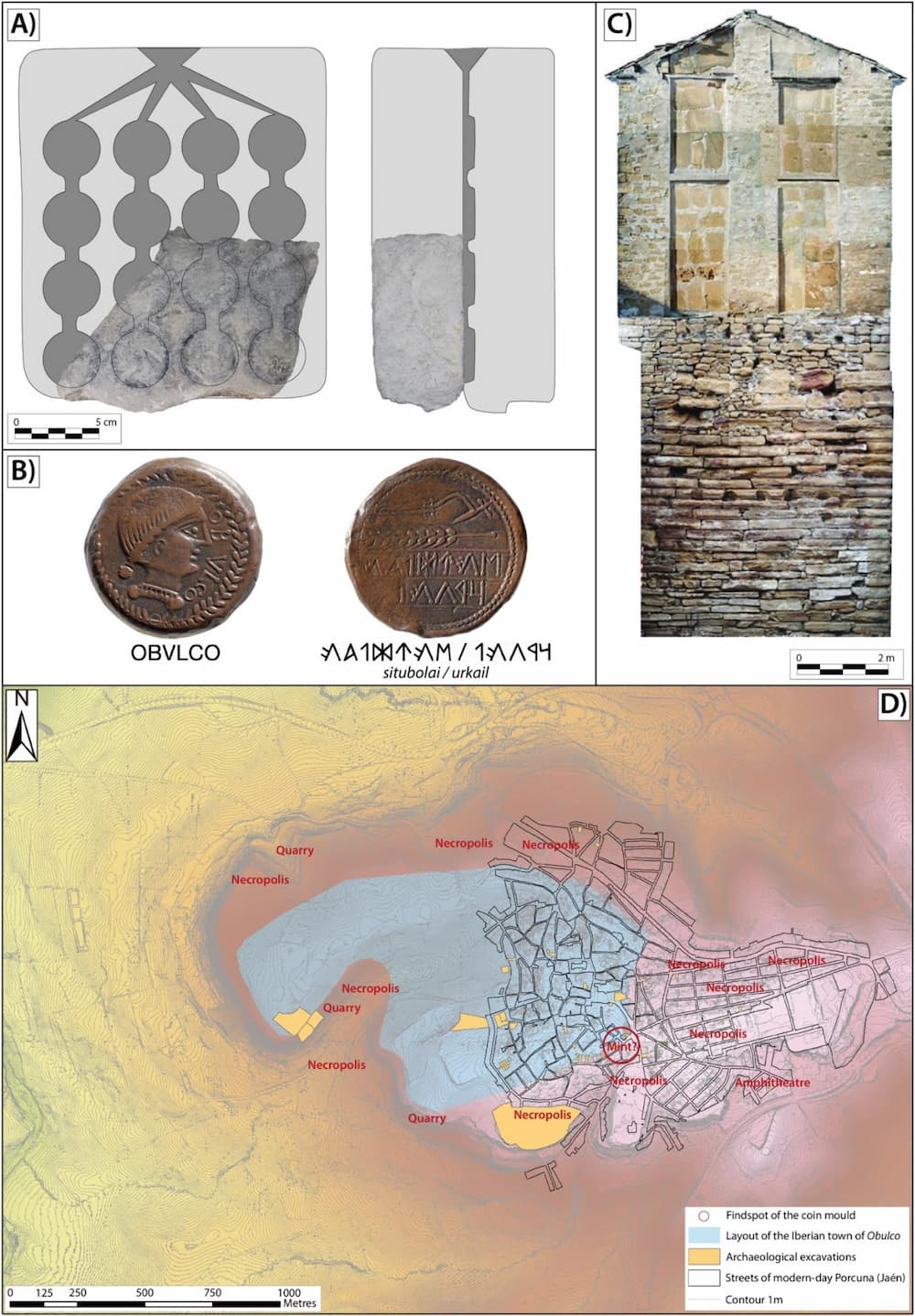molde acuñación moneda hispania obulco