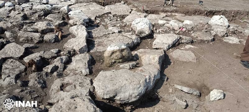 sculpture marker elderly man Mexico Mayans